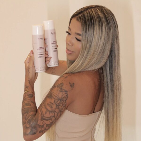 KIT COMPLETO + TOUCA Lisos e Alinhados (shampoo, condicionador, leave-in, touca) - Imagem 3