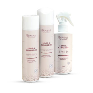 KIT COMPLETO Lisos e Alinhados (Shampoo, Condicionador e Leave-in)